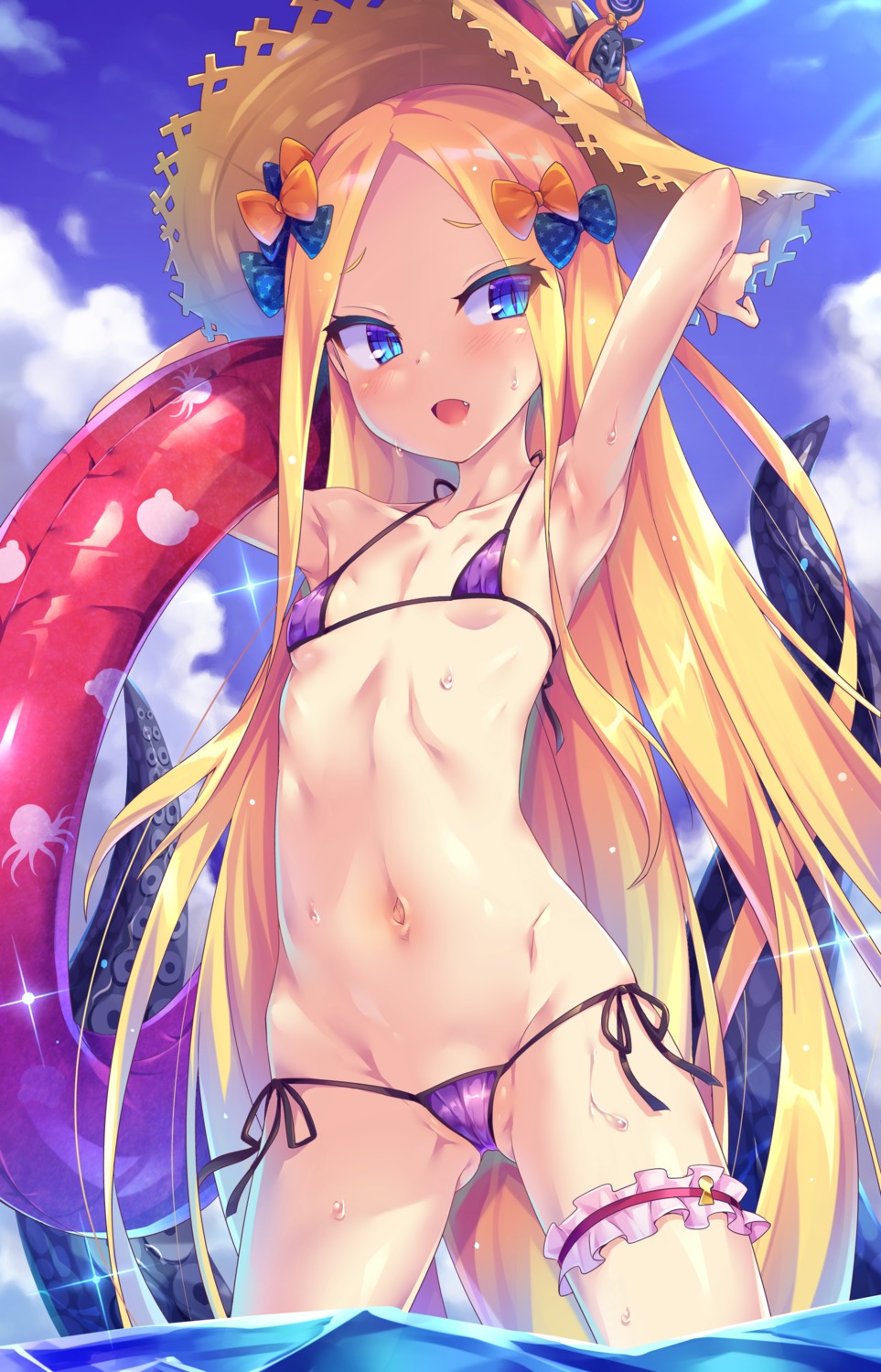 abigail_williams_(fate) bikini cameltoe erect_nipples fate/grand_order garter loli swimsuits tentacles toraishi_666 wet