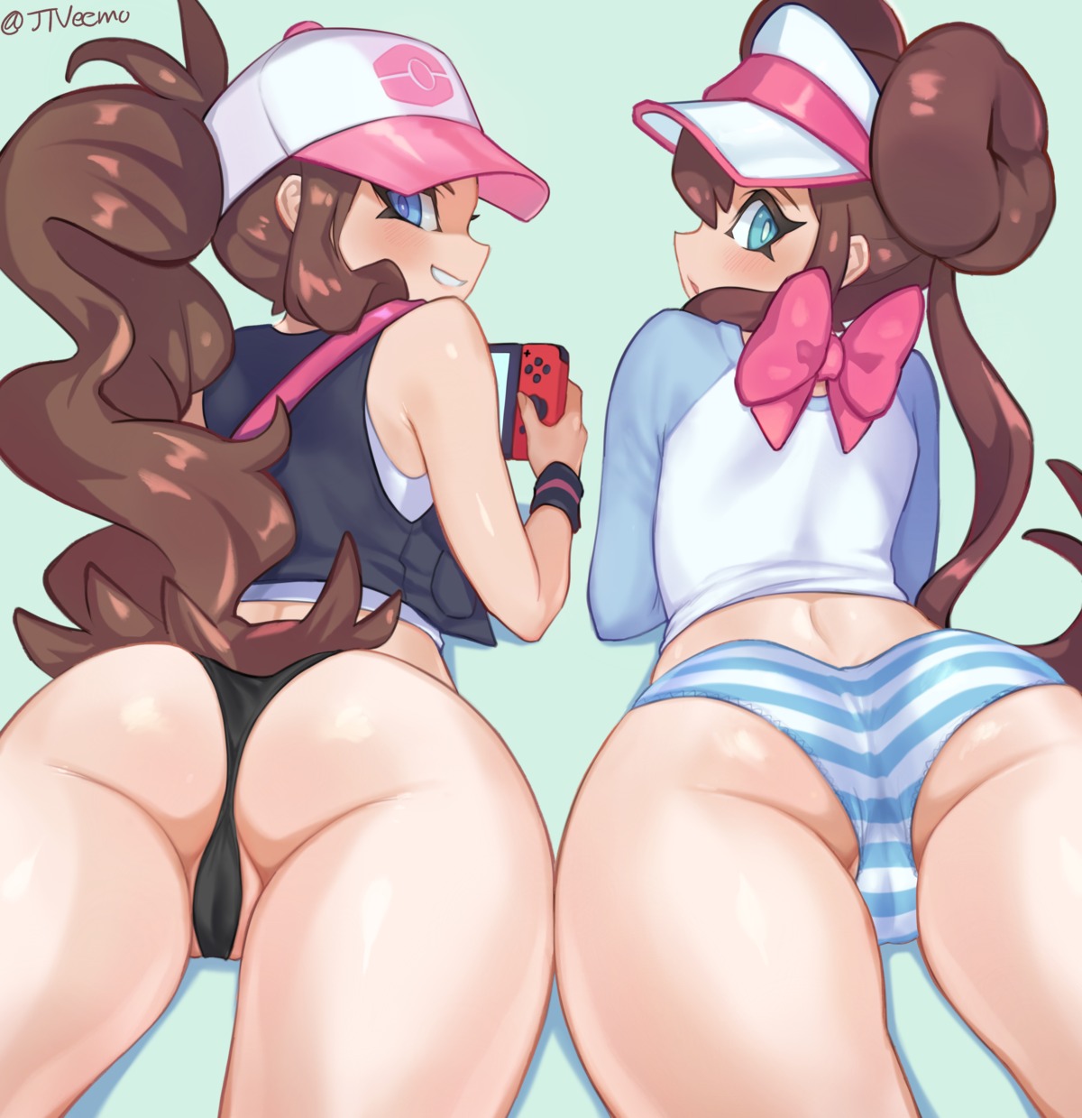 ass cameltoe jtveemo mei_(pokemon) pantsu pokemon pokemon_b2w2 pokemon_bw shimapan thong touko_(pokemon)