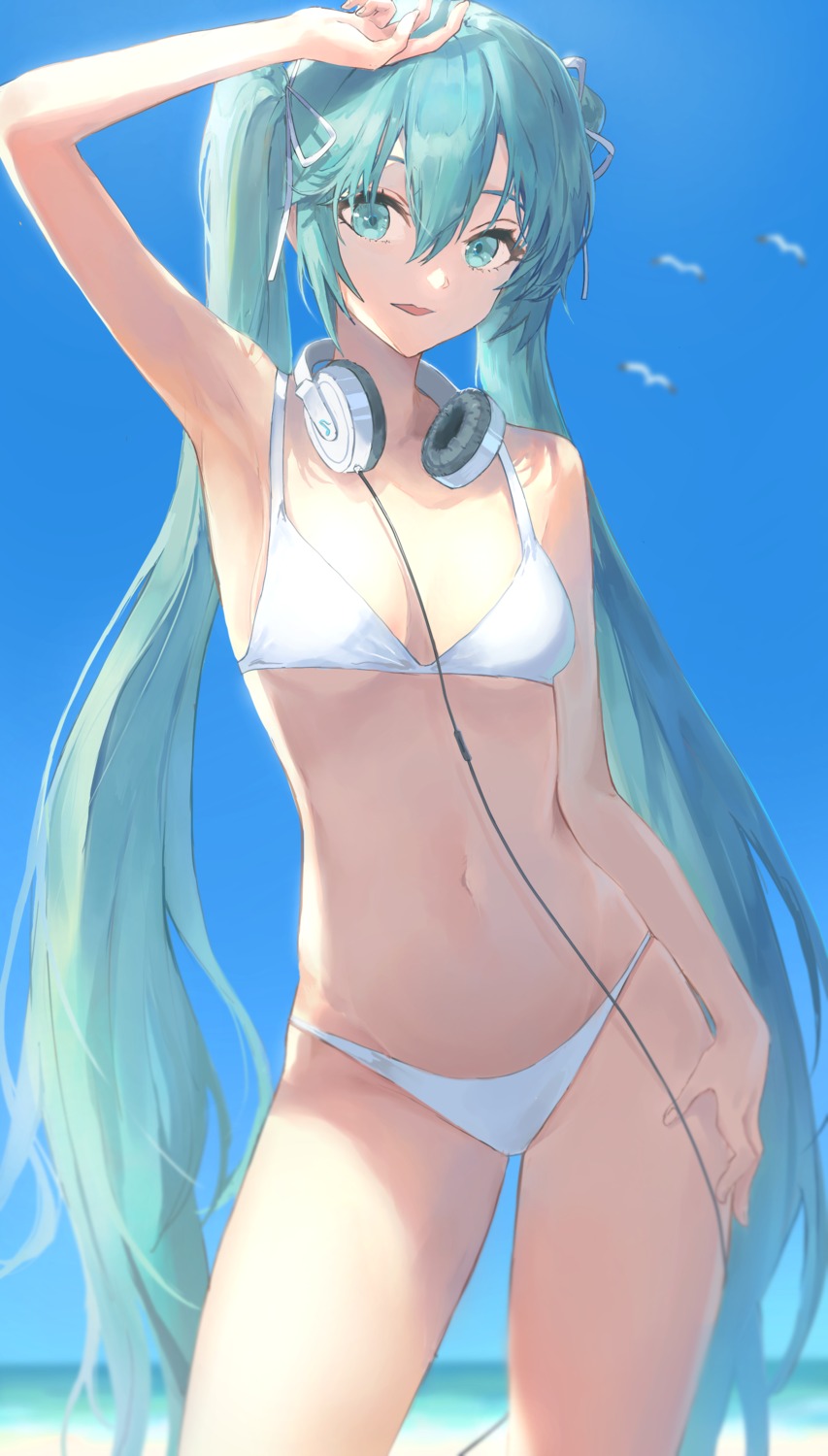 bikini hatsune_miku headphones pigone swimsuits vocaloid