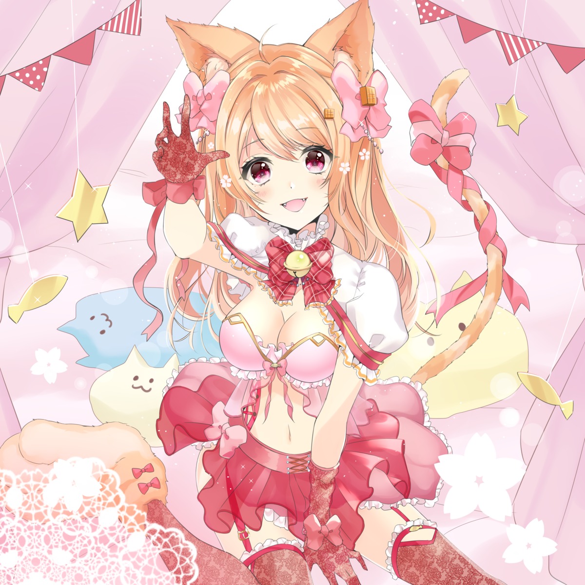 animal_ears cleavage see_through stockings tail thighhighs yache