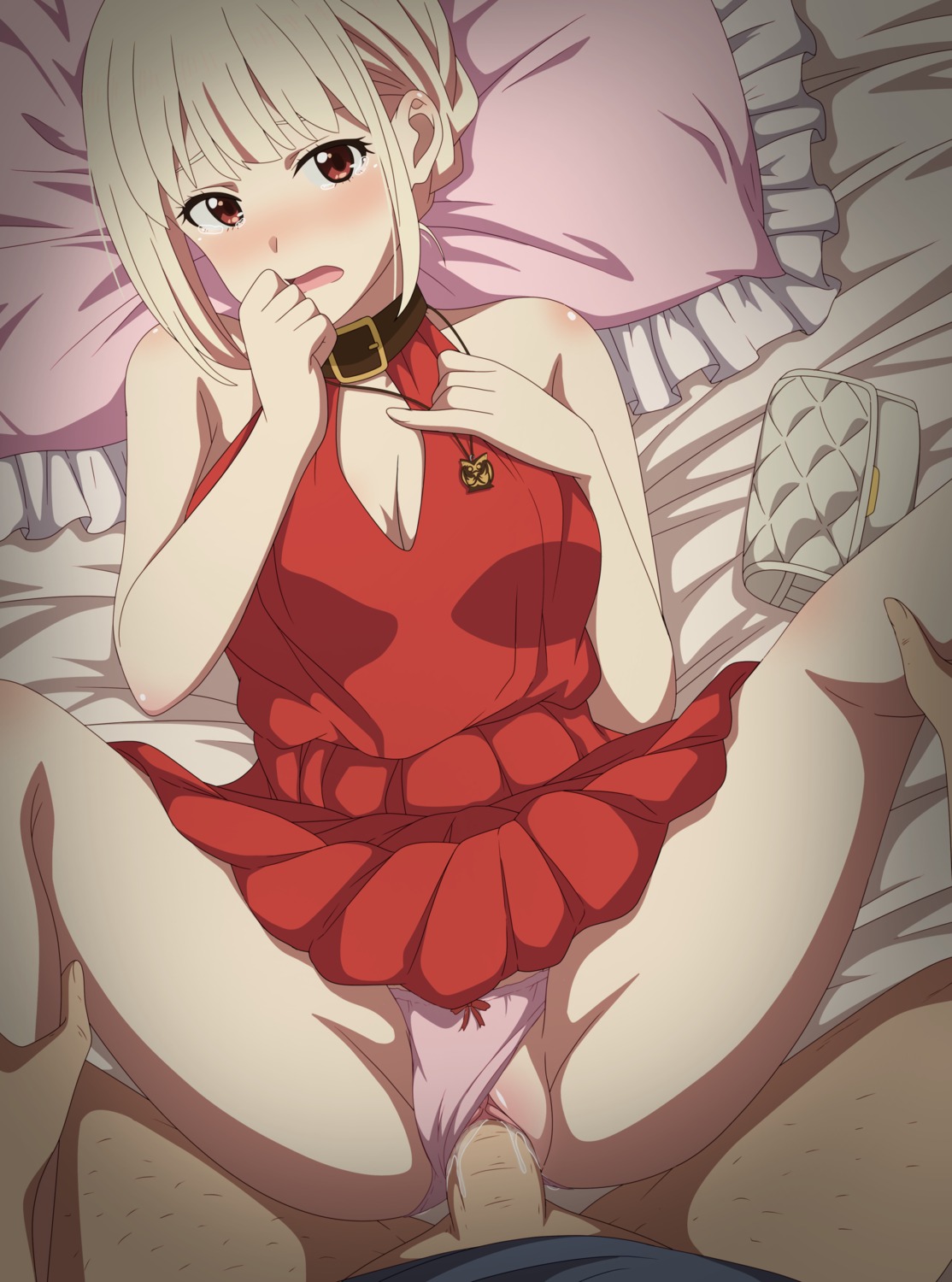 cleavage dress eufoniuz lycoris_recoil nishikigi_chisato penis pussy pussy_juice sex skirt_lift uncensored