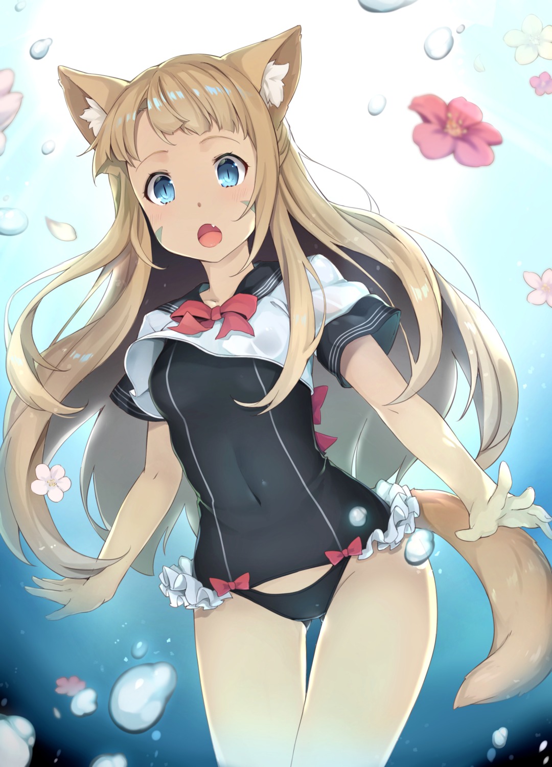 3.14 animal_ears nekomimi seifuku swimsuits tail