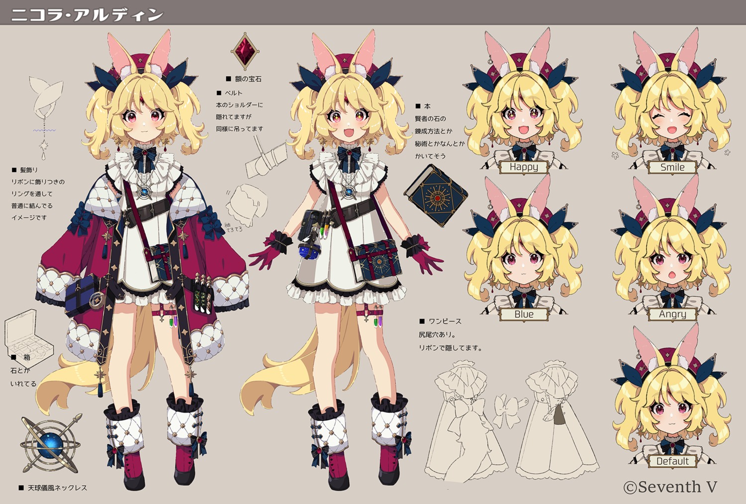 animal_ears character_design dress expression garter mamyouda tail
