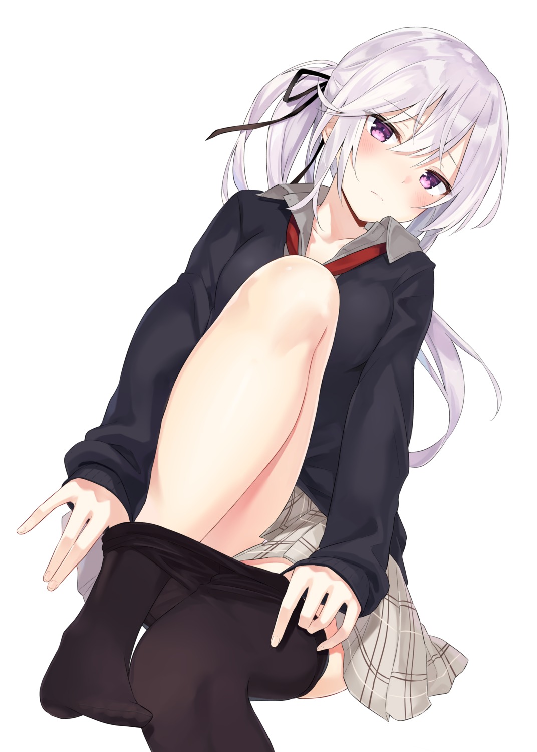 azuuru ciel_arc feet pantyhose possible_duplicate seifuku sweater undressing