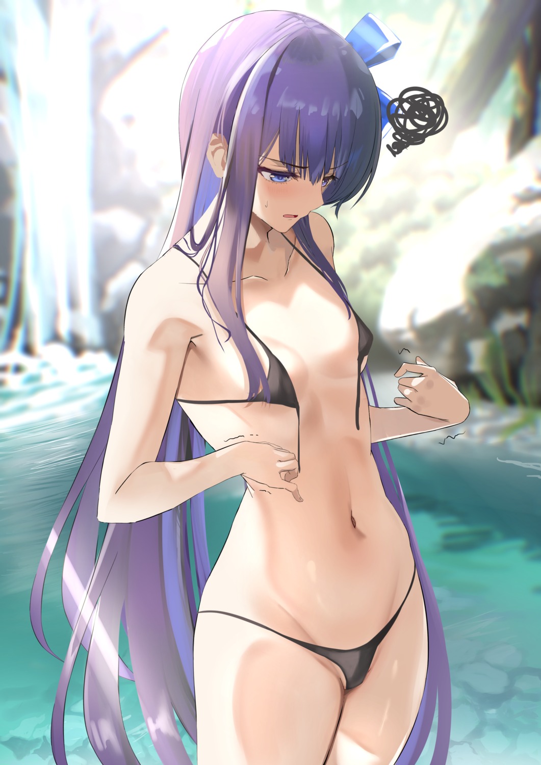 bikini fate/grand_order kesoshirou meltlilith swimsuits wardrobe_malfunction