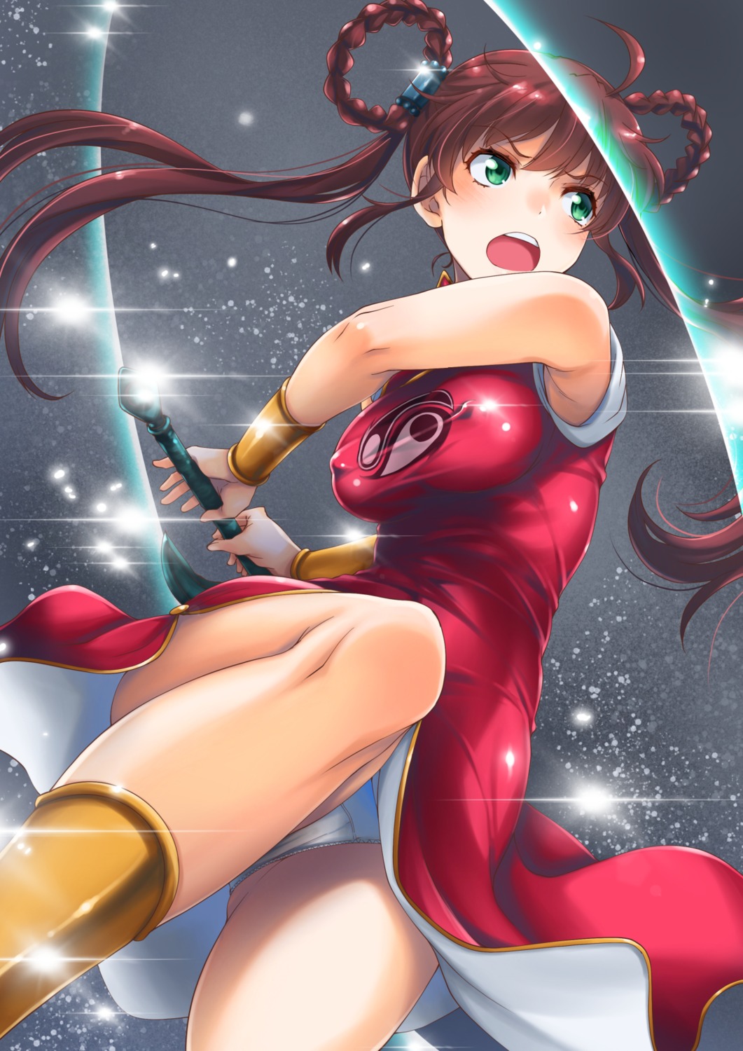 chin chinadress erect_nipples mamono_hunter_youko mano_youko pantsu skirt_lift sword