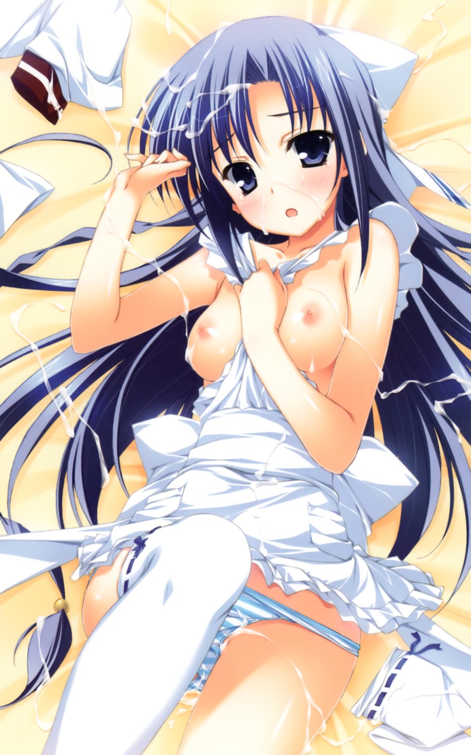 breasts cum maria_do_arcadia naked_apron nipples pantsu pantsu_wo_miseru_koto_sore_ga... panty_pull shimapan thighhighs wheel yuuki_hagure