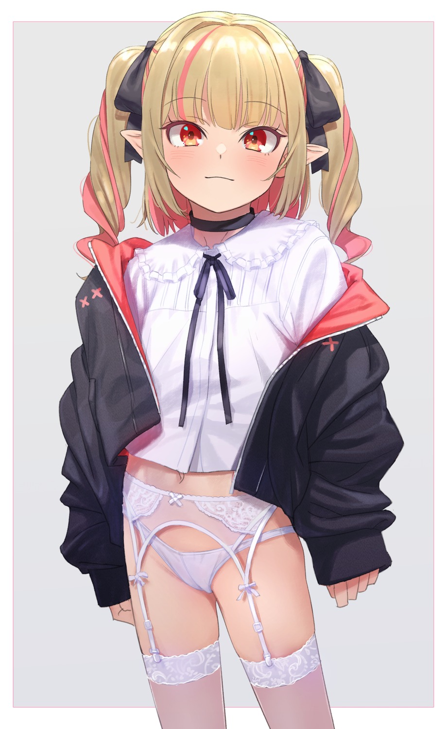 garter_belt loli makaino_ririmu nijisanji nijisanji_gamers pantsu pointy_ears sabamen stockings thighhighs