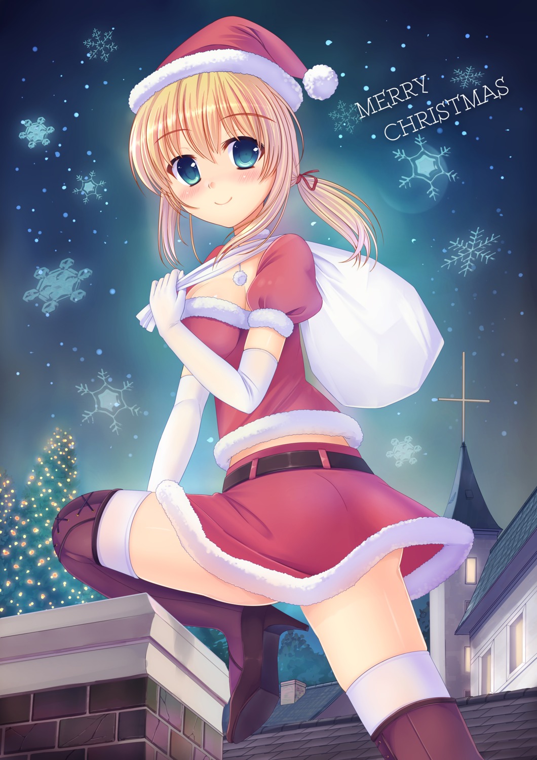 christmas fate/stay_night heels saber saber_lily thighhighs umitonakai