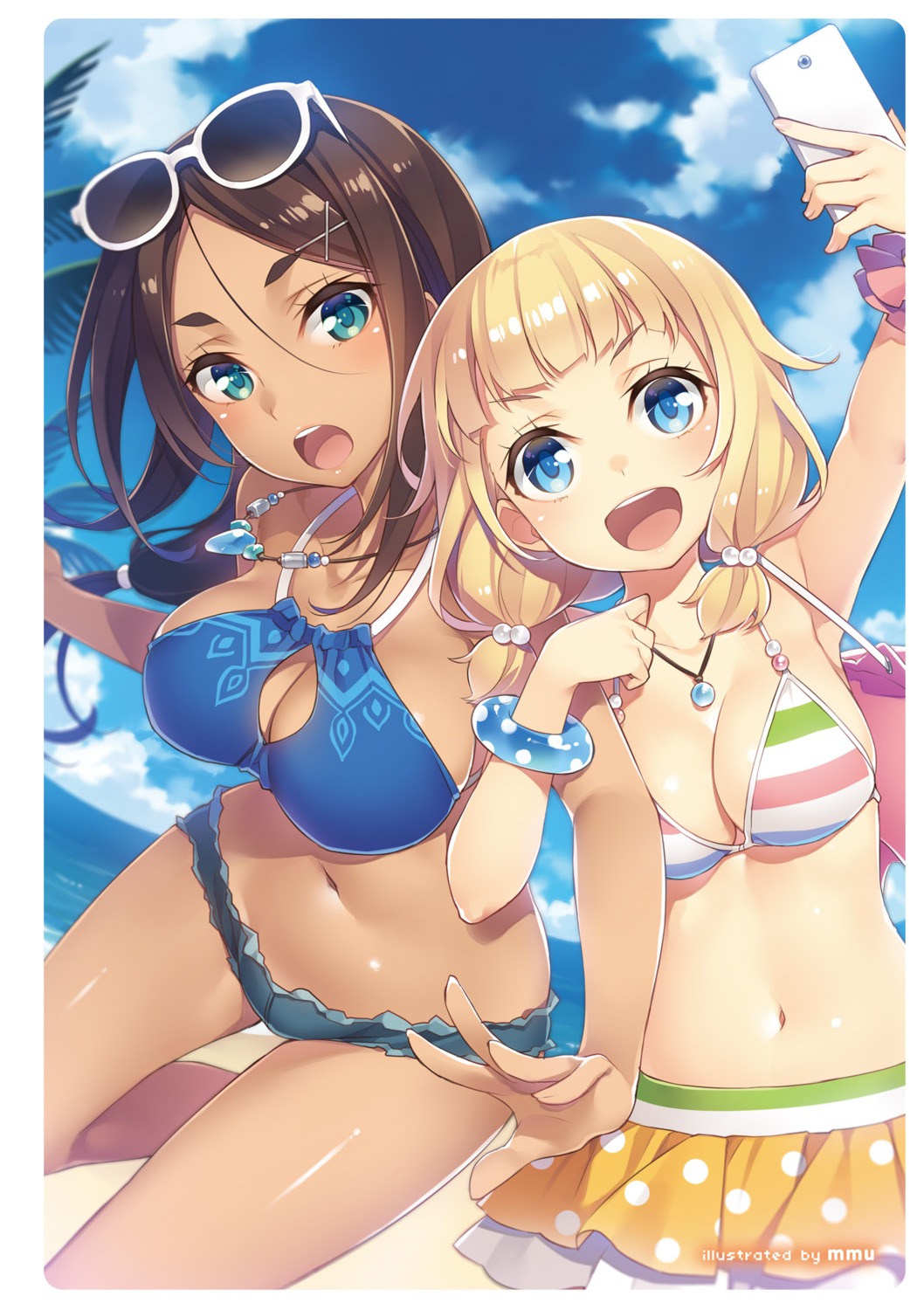 ahagon_umiko bikini cleavage digital_version megane mmu new_game! sakura_nene swimsuits