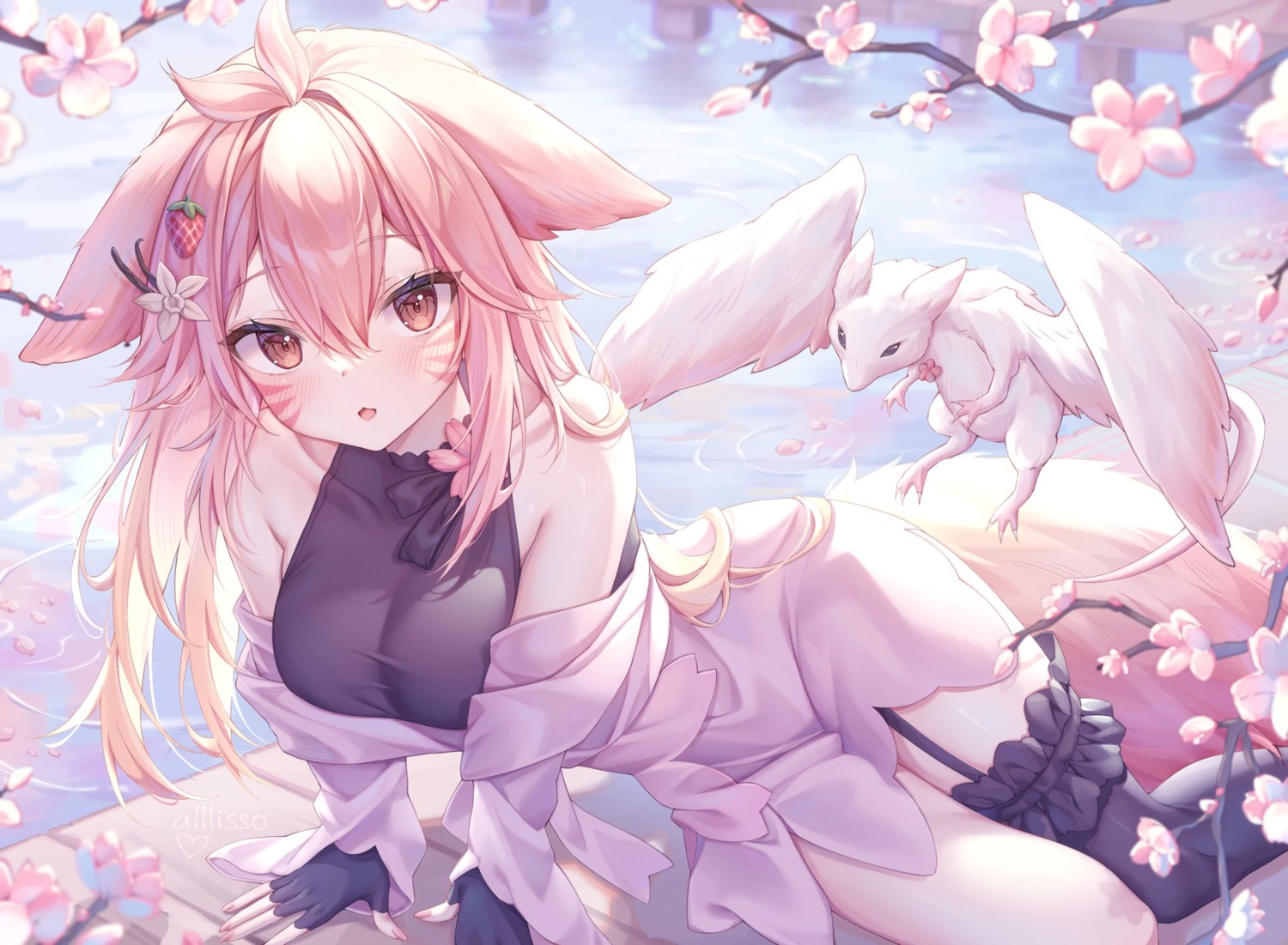 alllisso animal_ears stockings tail thighhighs