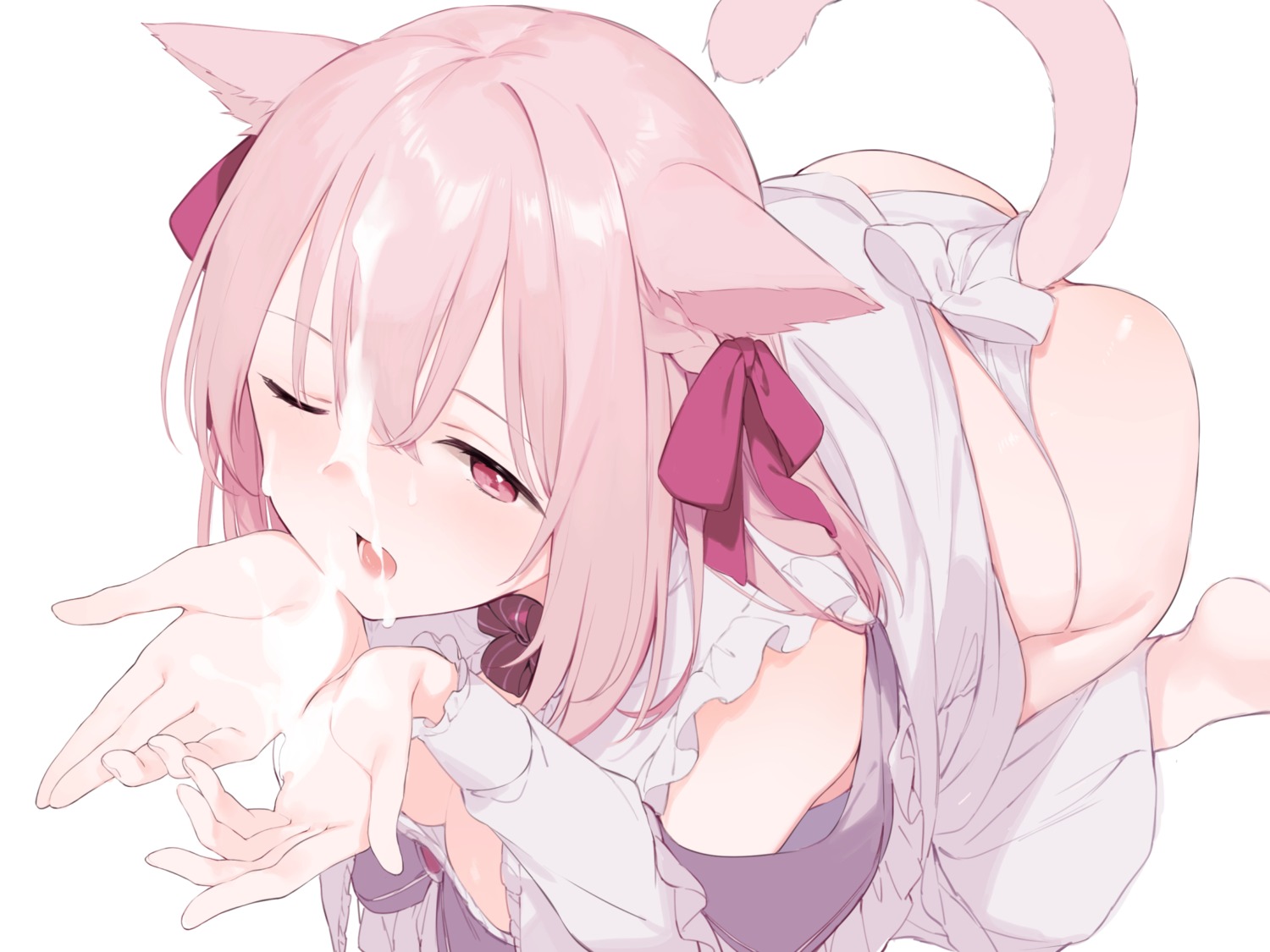 animal_ears cum fujiyama nekomimi no_bra pantsu tail thong