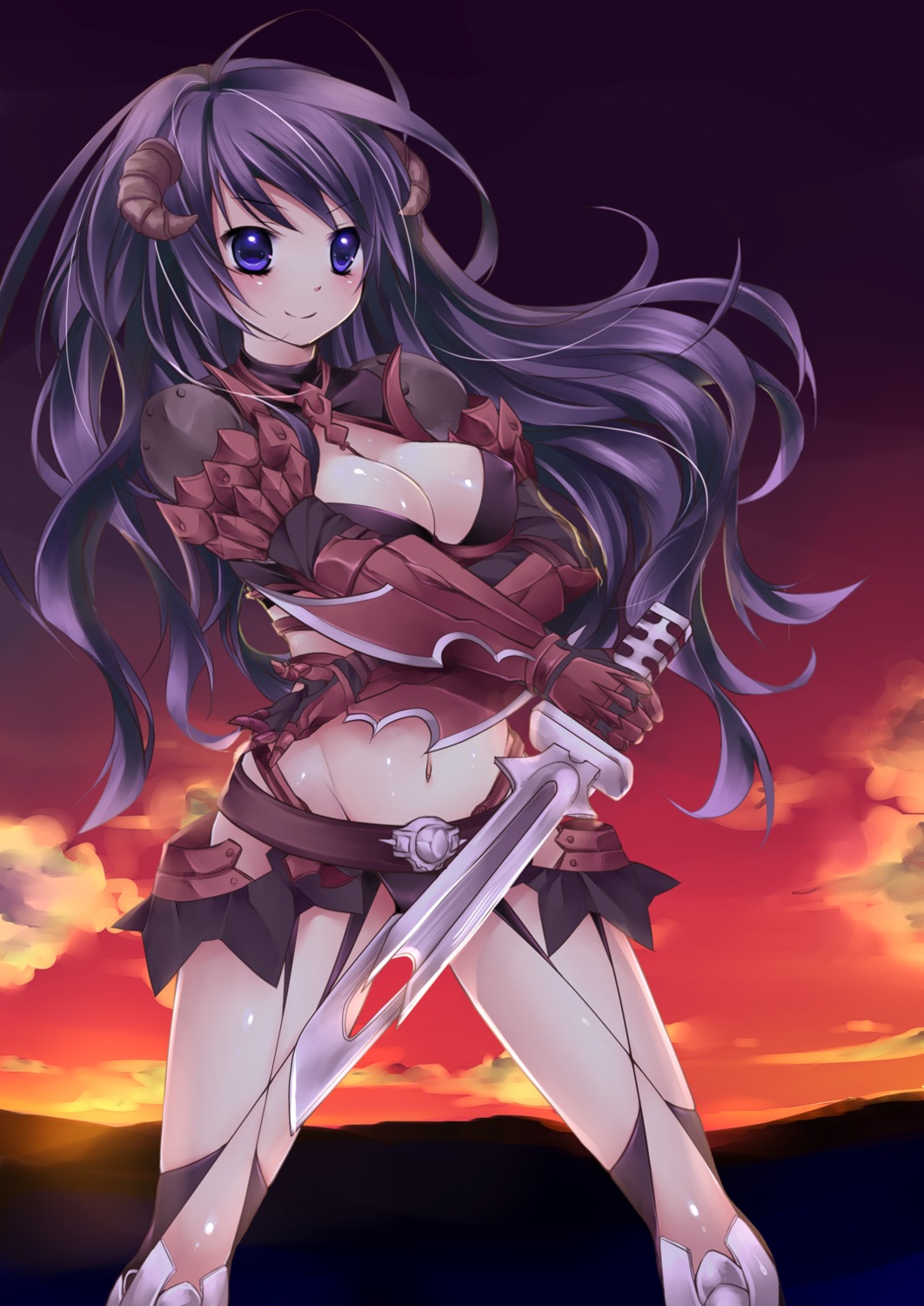 armor cleavage erect_nipples guillotine_cross horns ragnarok_online sorai_shinya sword