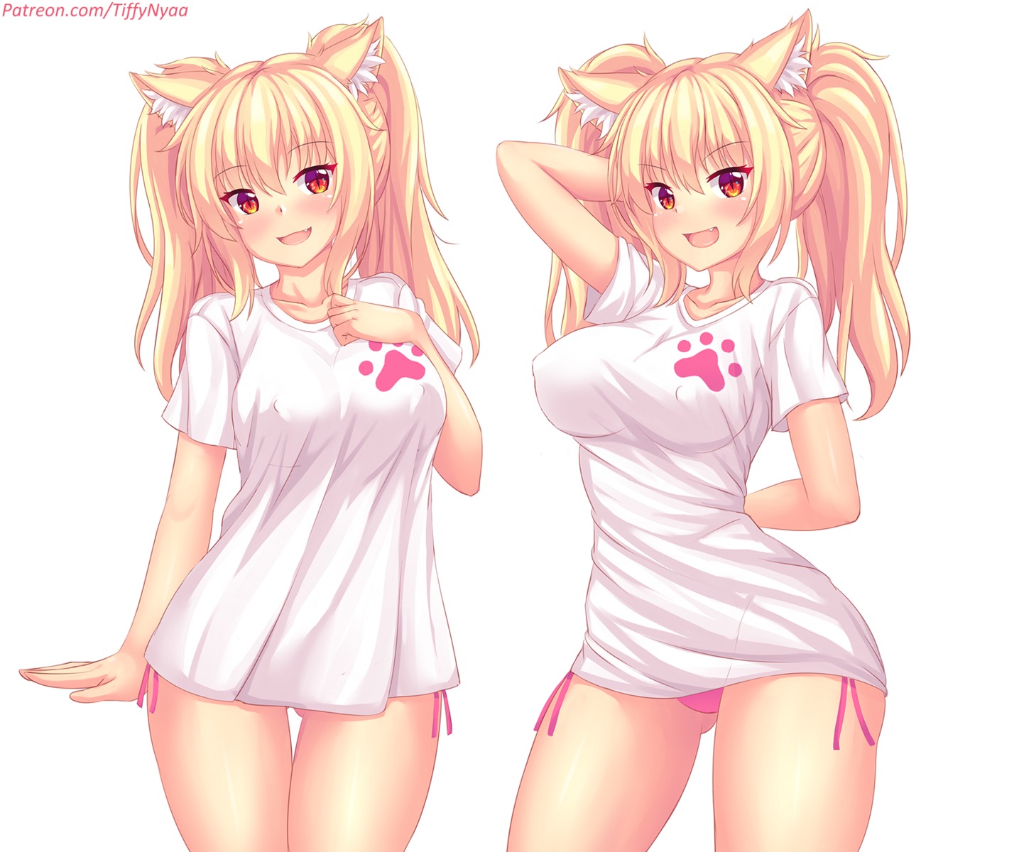 animal_ears breast_hold erect_nipples fast-runner-2024 pantsu string_panties tiffy