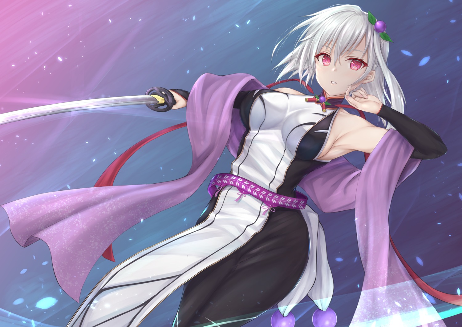 japanese_clothes no_bra shu-ri sword tenka_hyakken