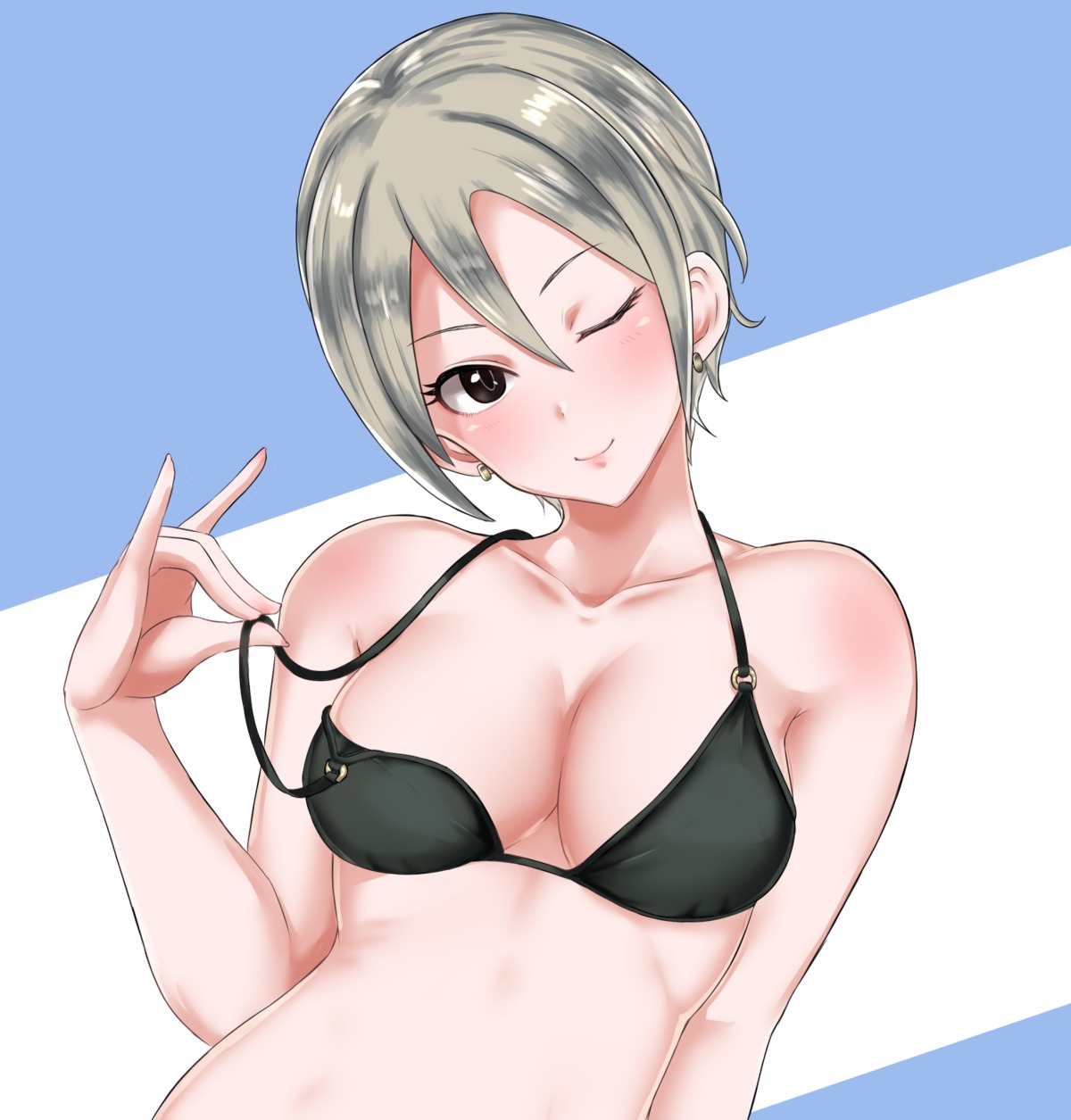 bikini_top cleavage demio shiomi_shuuko swimsuits the_idolm@ster the_idolm@ster_cinderella_girls undressing