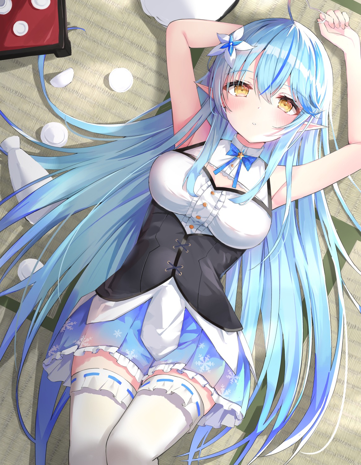 akie_aki elf hololive pointy_ears thighhighs yukihana_lamy