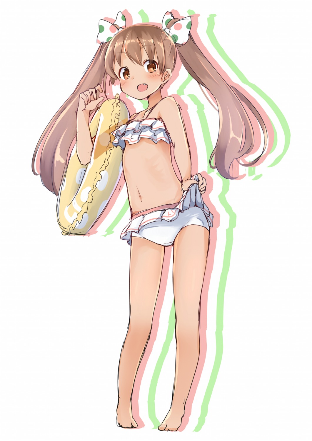 kantai_collection libeccio_(kancolle) loli sekira_ame skirt_lift swimsuits