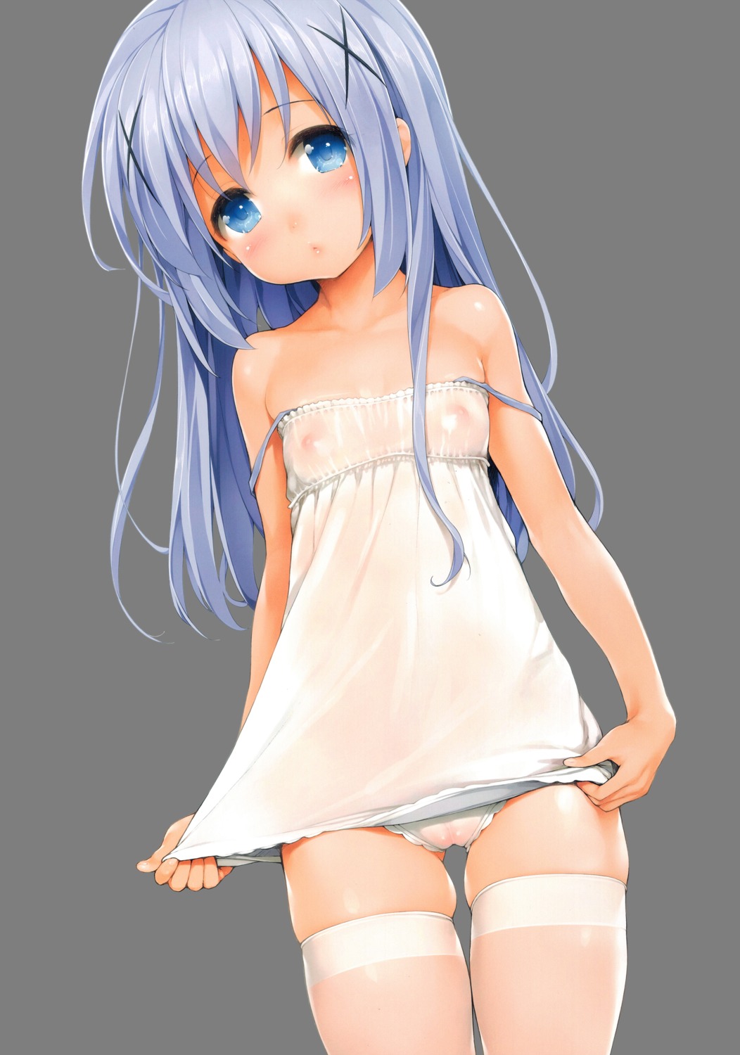 cameltoe dress gochuumon_wa_usagi_desu_ka? ishikei kafuu_chino loli nipples nise_midi_doronokai no_bra pantsu photoshop pussy see_through thighhighs transparent_png