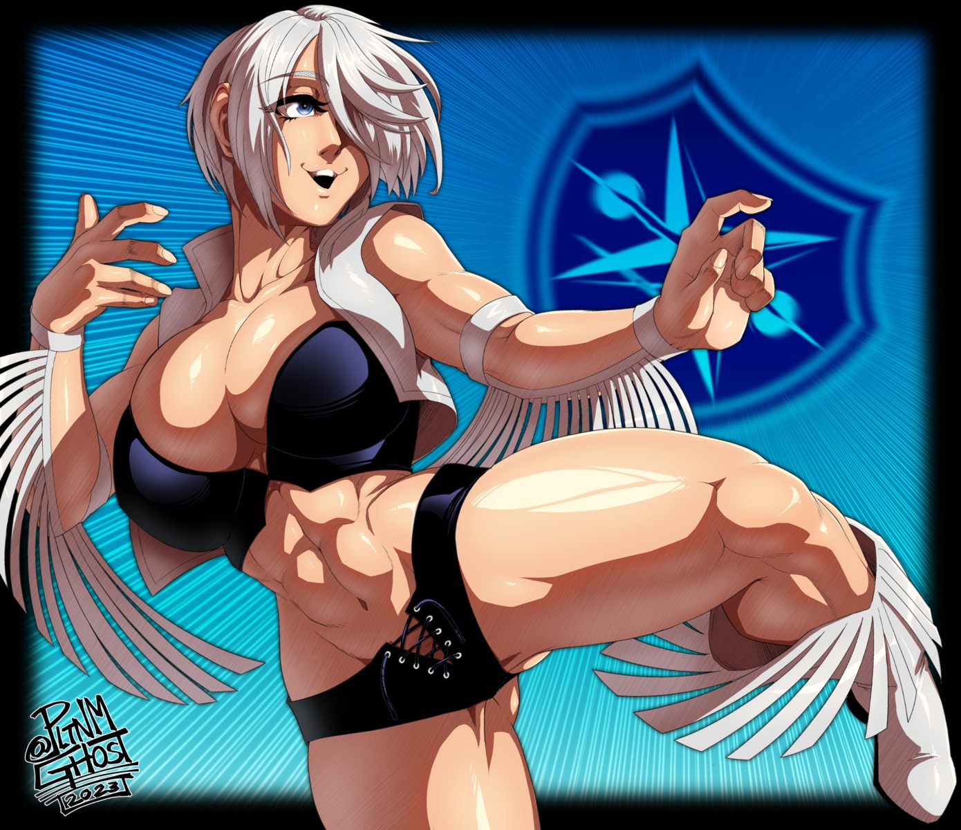angel_(kof) bikini_armor cosplay dead_or_alive king_of_fighters open_shirt pltnm_ghost tina_armstrong