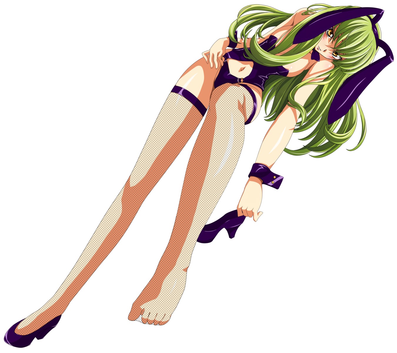 animal_ears bunny_ears bunny_girl c.c. cleavage code_geass feet fishnets kimura_takahiro photoshop thighhighs vector_trace