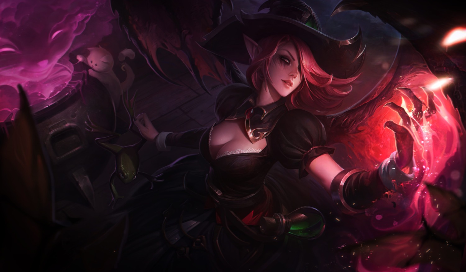 cleavage league_of_legends pointy_ears tagme wings