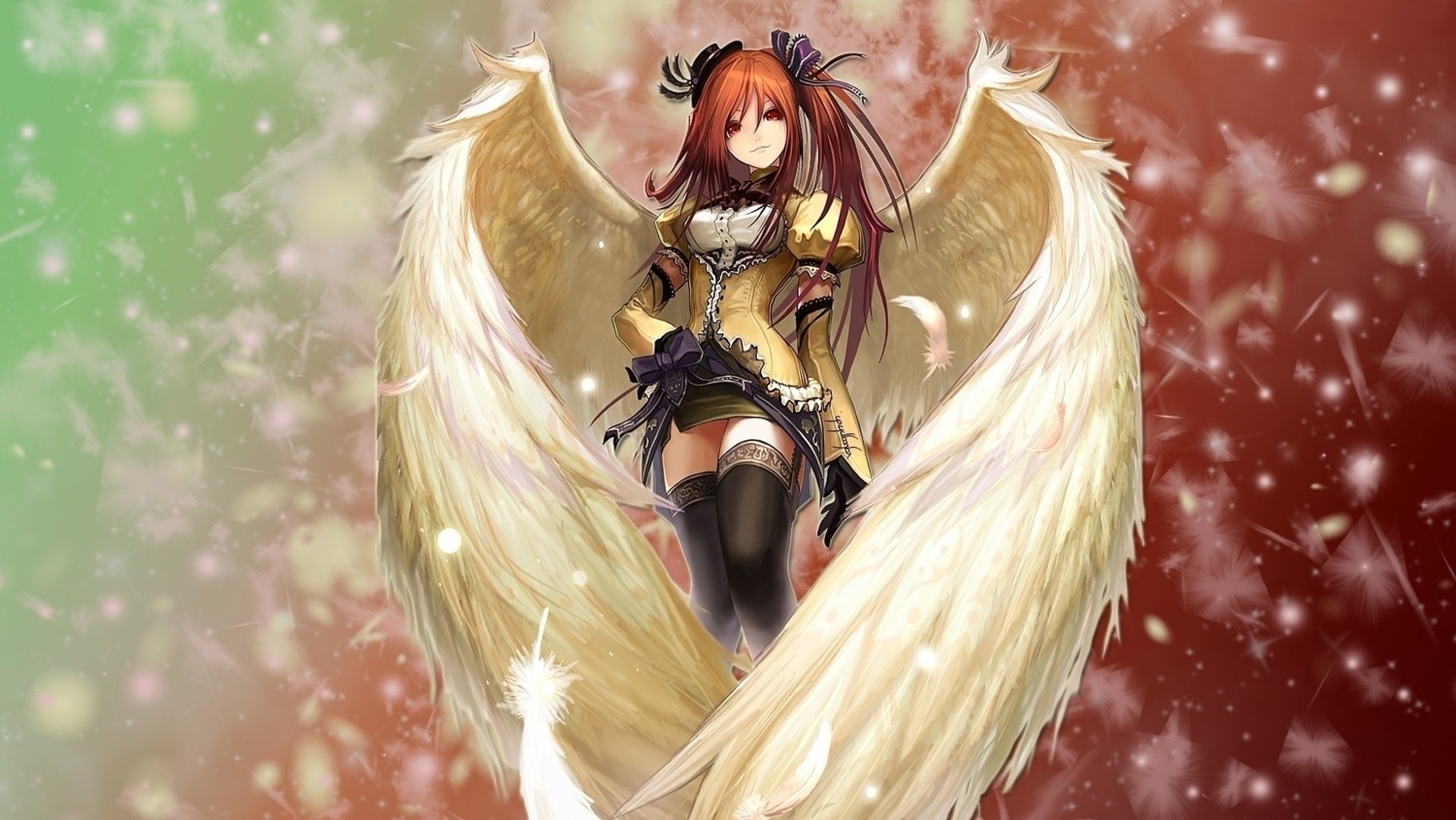 angel aquarian_age jpeg_artifacts tachikawa_mushimaro thighhighs wallpaper wings