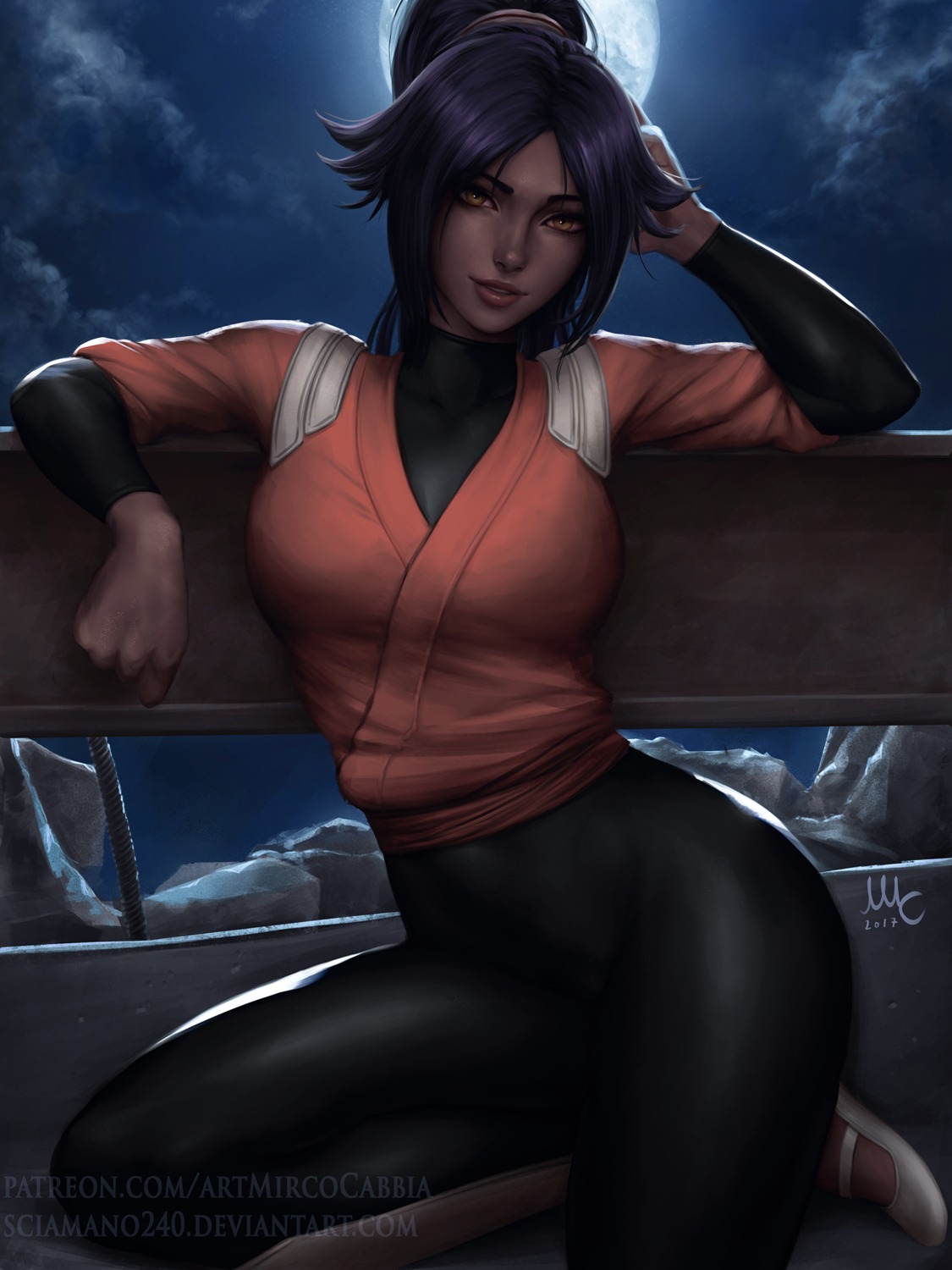 bleach bodysuit mirco_cabbia official_watermark shihouin_yoruichi