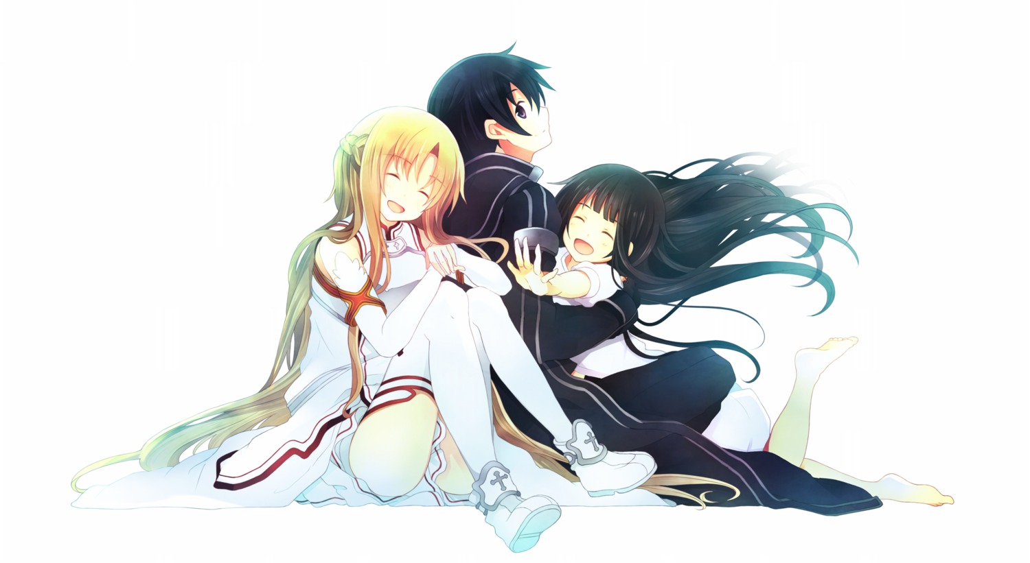 asuna_(sword_art_online) hanahubuki_deluxe. kirito sword_art_online thighhighs yui_(sword_art_online)