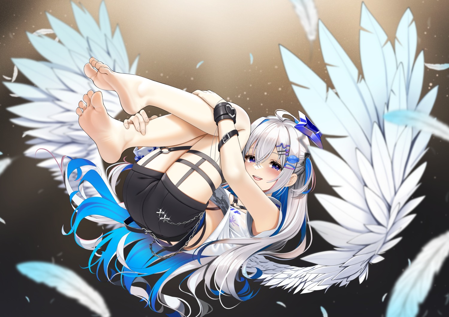 amane_kanata angel ass casino_(casinoep) feet garter hololive wings