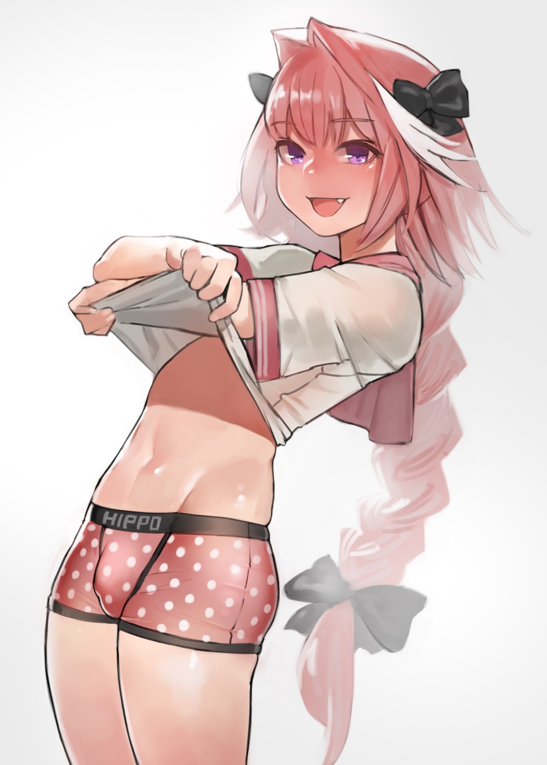 astolfo_(fate) crossdress fate/apocrypha fate/grand_order fate/stay_night pantsu seifuku shirt_lift trap undressing yom