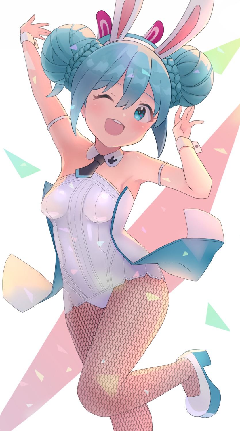 animal_ears bicute_bunnies_miku bunny_ears bunny_girl fishnets hatsune_miku heels nomio pantyhose vocaloid