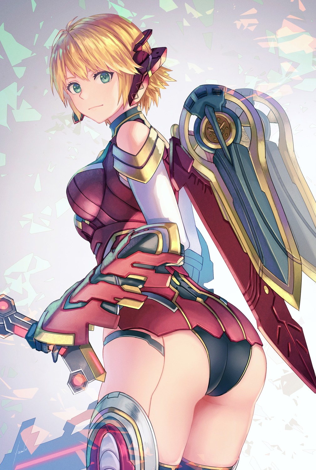 anbe_yoshirou ass fiorung meca-fiora mecha_musume thighhighs weapon wings xenoblade xenoblade_chronicles