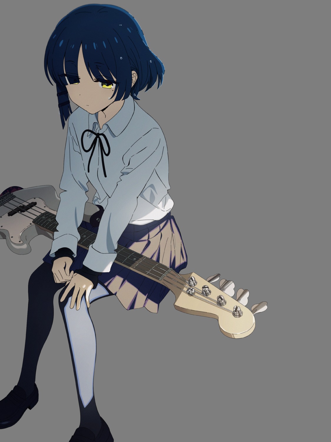 bocchi_the_rock! guitar kerorira pantyhose seifuku transparent_png wet yamada_ryou