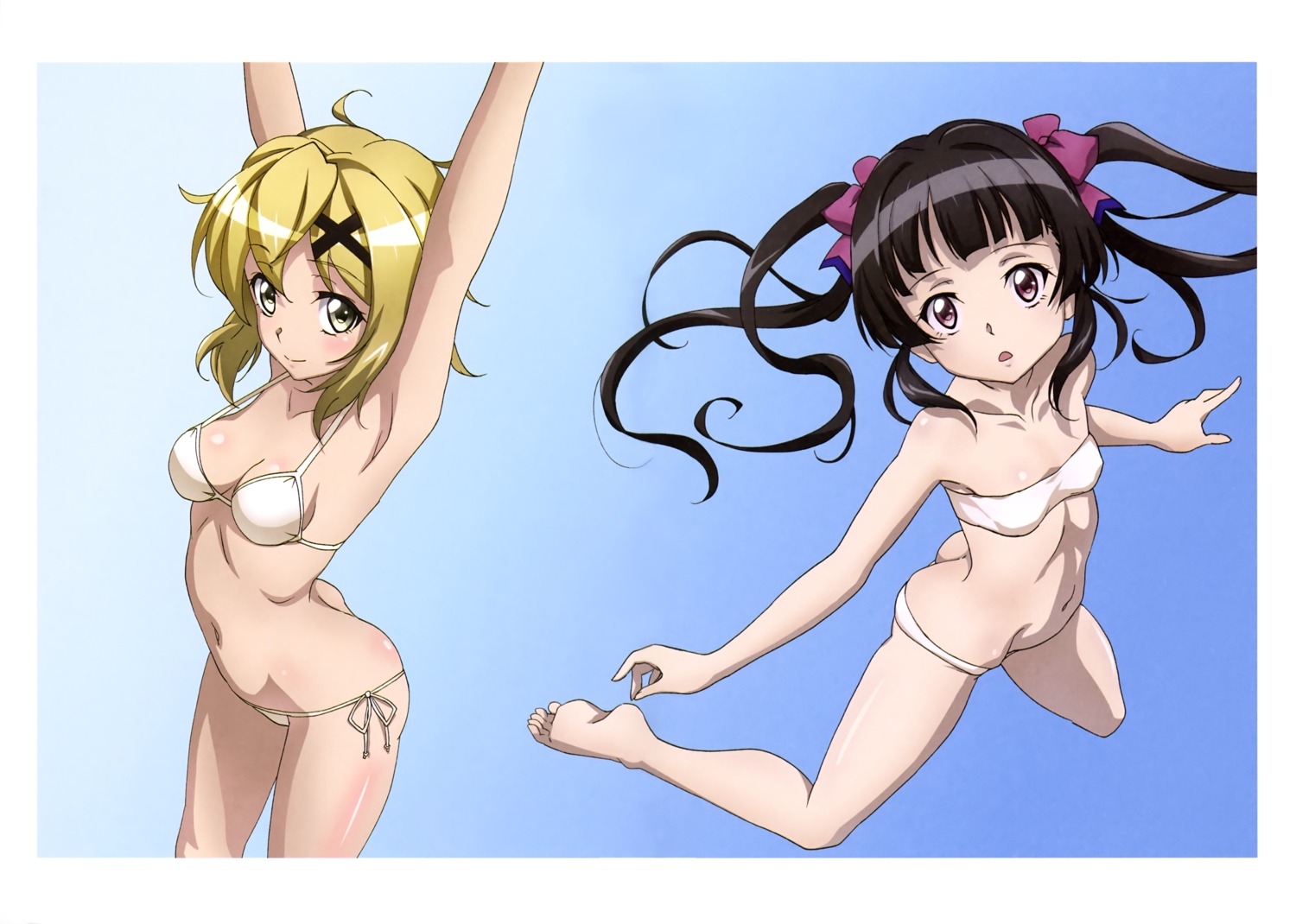 akatsuki_kirika bikini cleavage fujikawa_daichi loli senki_zesshou_symphogear swimsuits tsukuyomi_shirabe