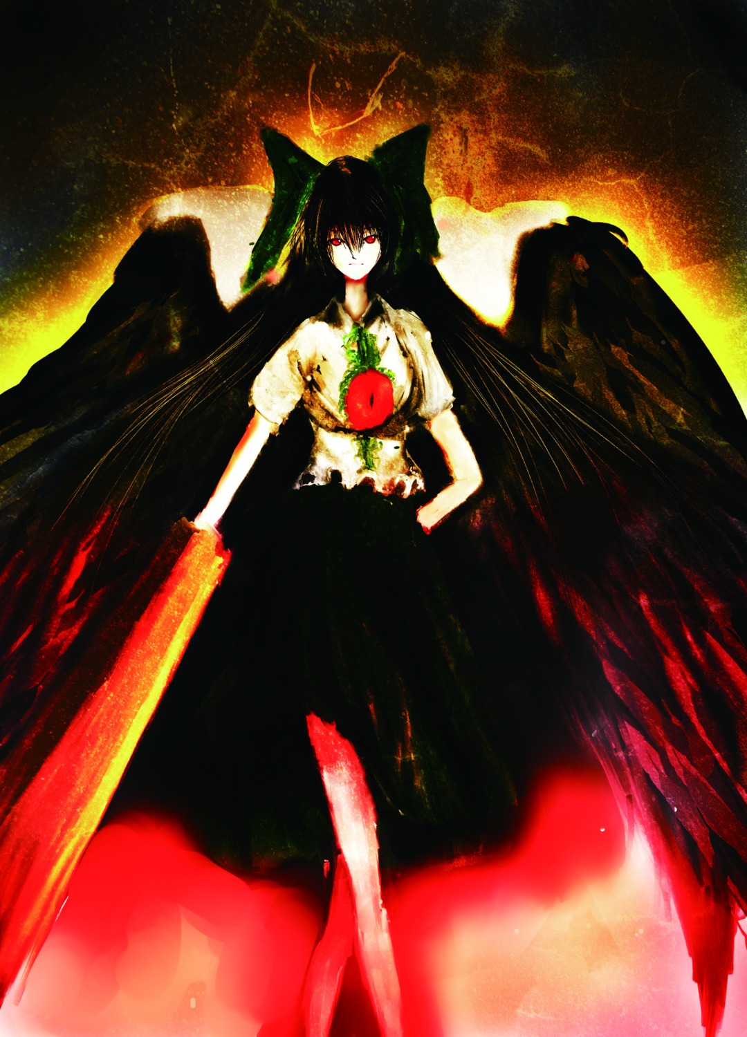 kami_amane_kurohime reiuji_utsuho touhou wings