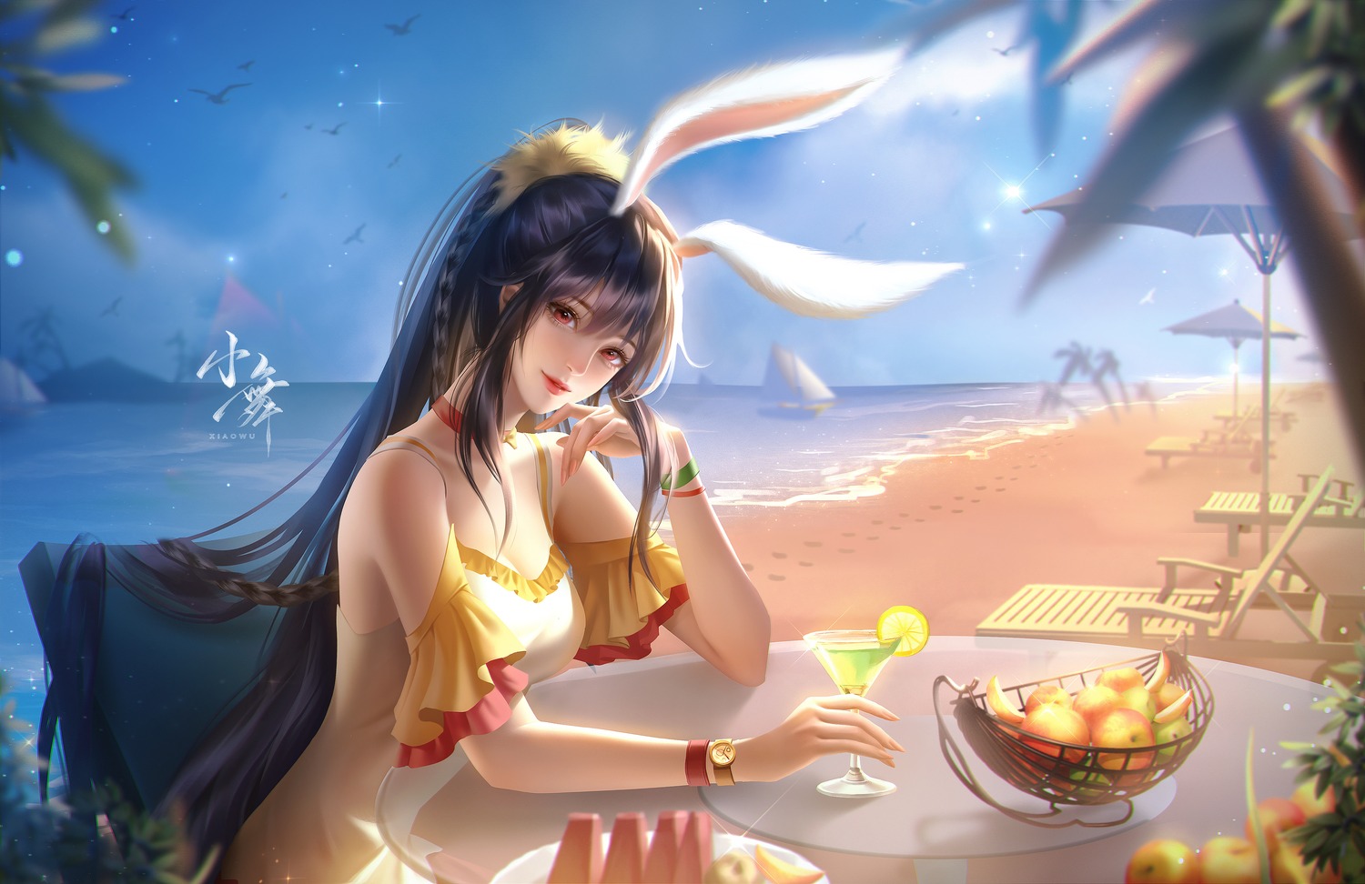 animal_ears bunny_ears cleavage douluo_continent dress no_bra tagme xiao_wu