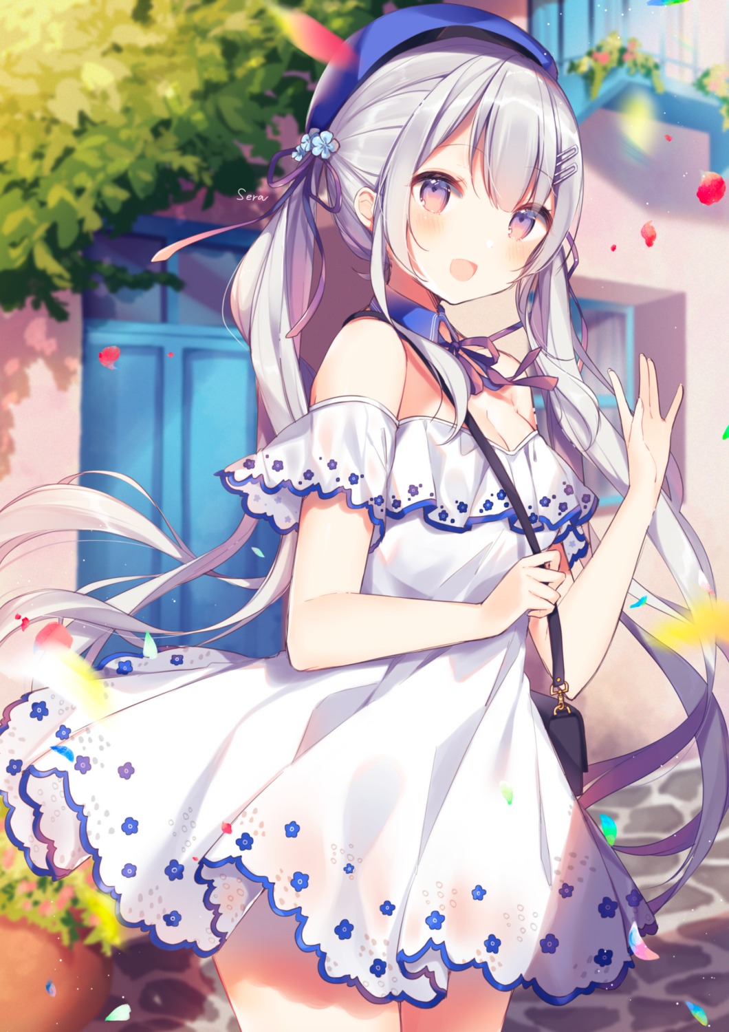 cleavage dress see_through shiino_sera summer_dress