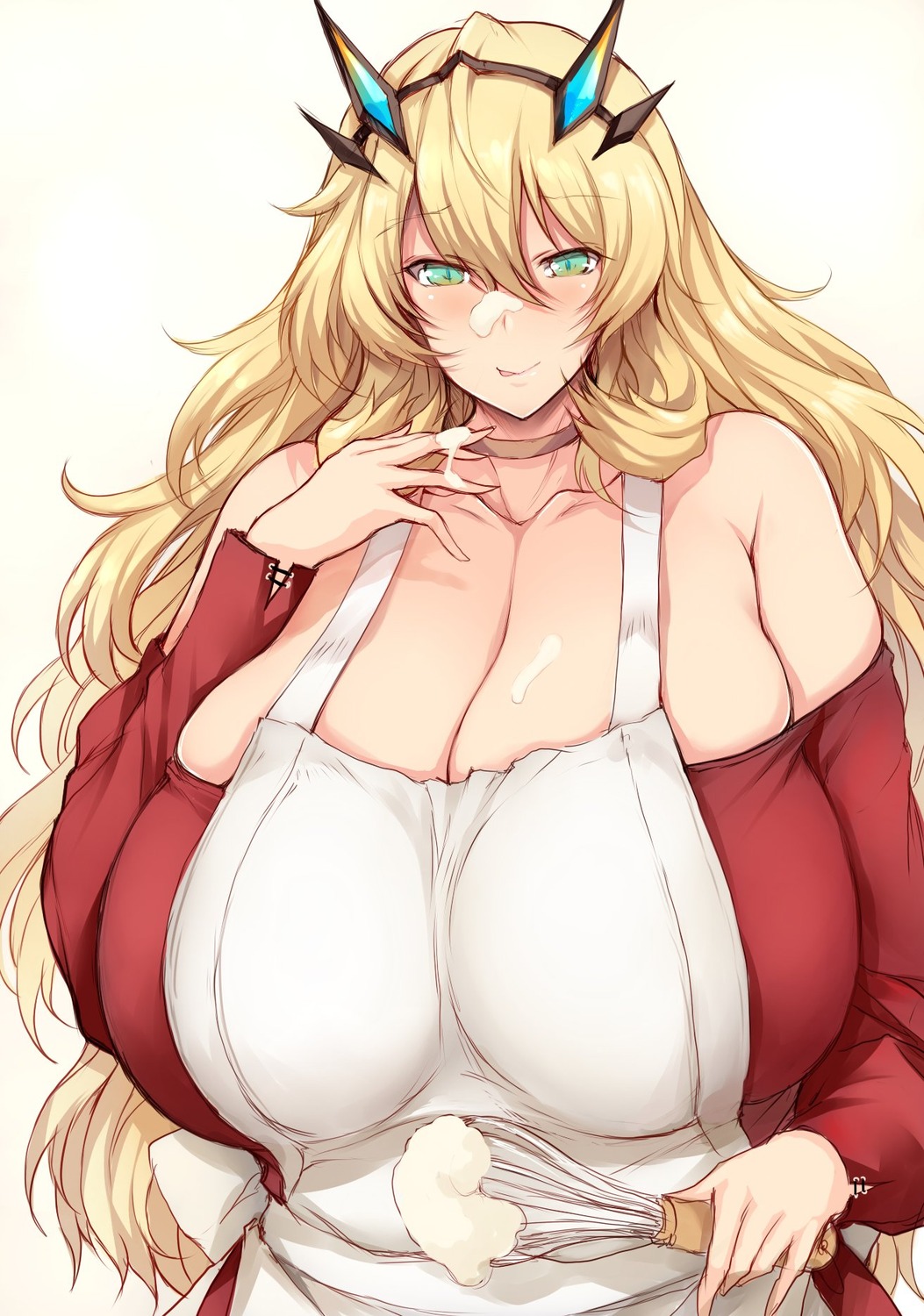 cleavage cream fairy_knight_gawain_(fate) fate/grand_order horns no_bra sketch sweater tsukasawa_takamatsu