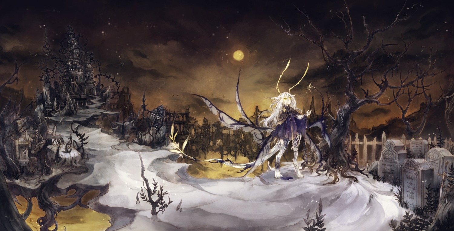 landscape monster_girl nemu_(isaya) pixiv_fantasia pixiv_fantasia_fallen_kings wings