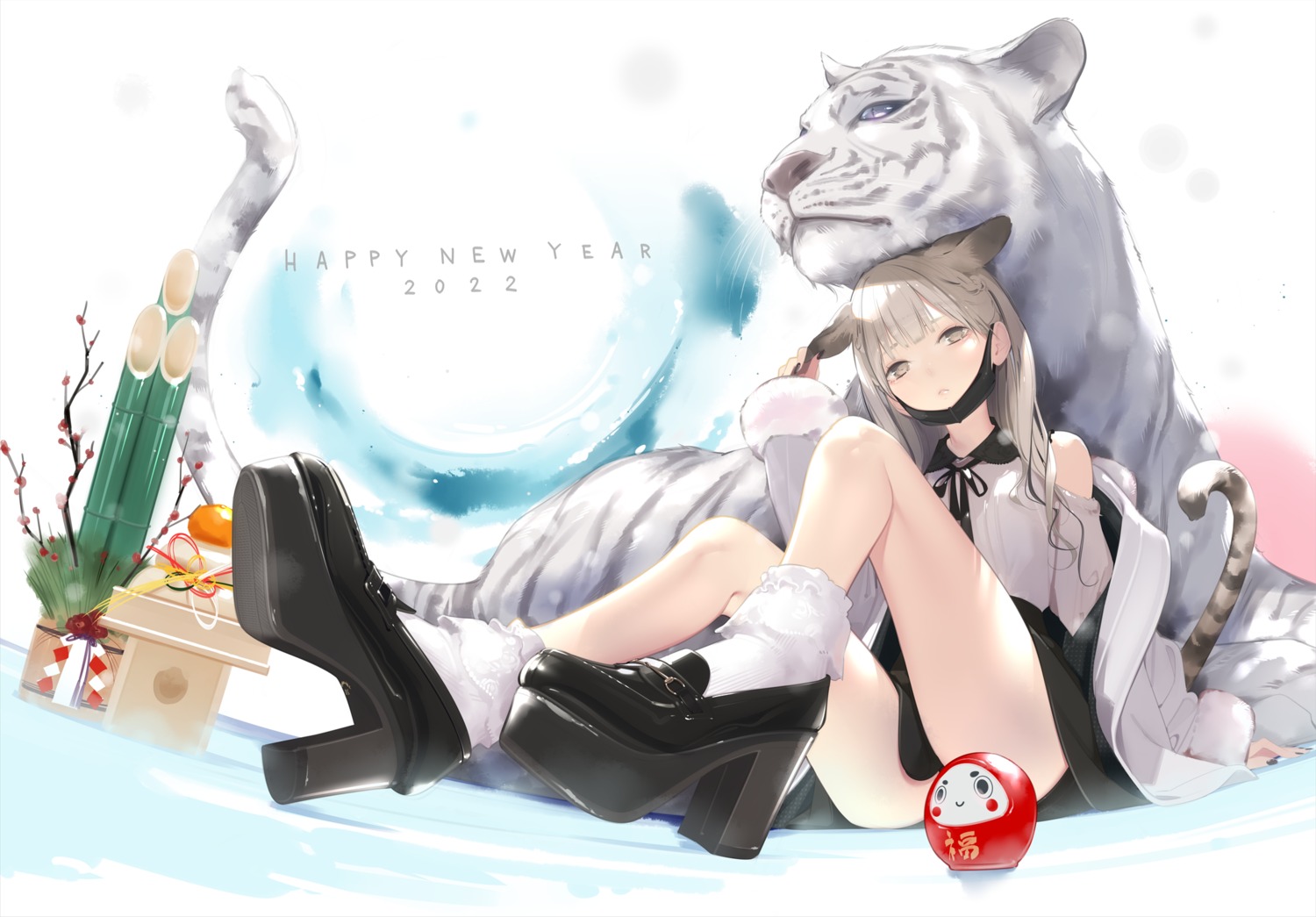 ama_mitsuki animal_ears heels skirt_lift tail