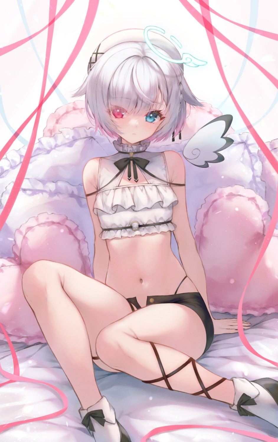 amemiya_nazuna angel garter heterochromia ijac_ray pantsu vshojo wings