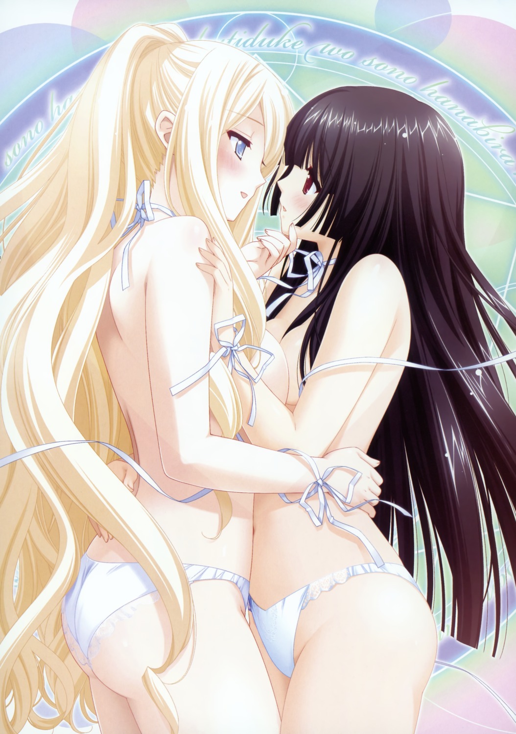 kani_biimu kirishima_shizuku pantsu shitogi_elis sono_hanabira_ni_kuchizuke_wo symmetrical_docking topless yuri