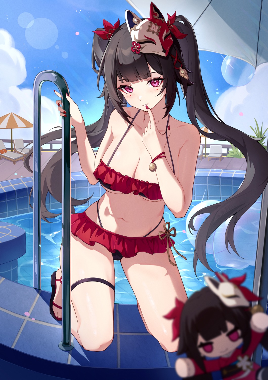 bikini chibi garter honkai:_star_rail sparkle_(honkai:_star_rail) swimsuits youmi_kong_xiang