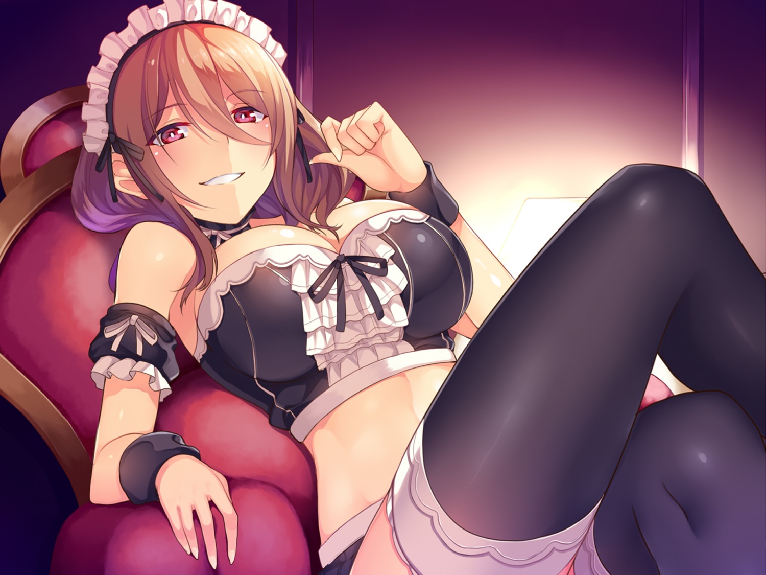 cleavage drug_candy ginichi_(toot08) han_yura maid thighhighs wallpaper