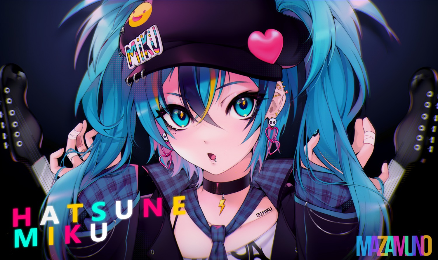 bandages bandaid hatsune_miku mazamuno tattoo vocaloid