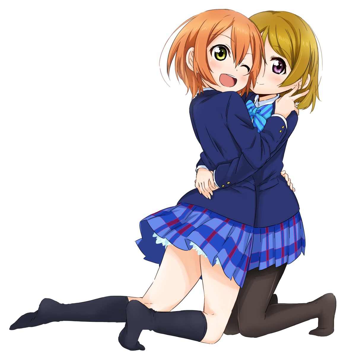 abe_kanari hoshizora_rin koizumi_hanayo love_live! pantyhose seifuku yuri