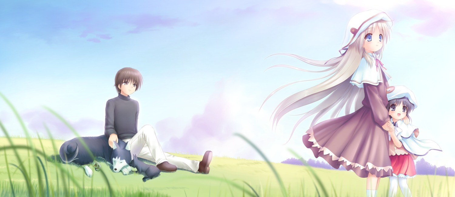 dress key kud_wafter little_busters! na-ga naoe_riki noumi_kudryavka pantyhose skirt_lift sweater