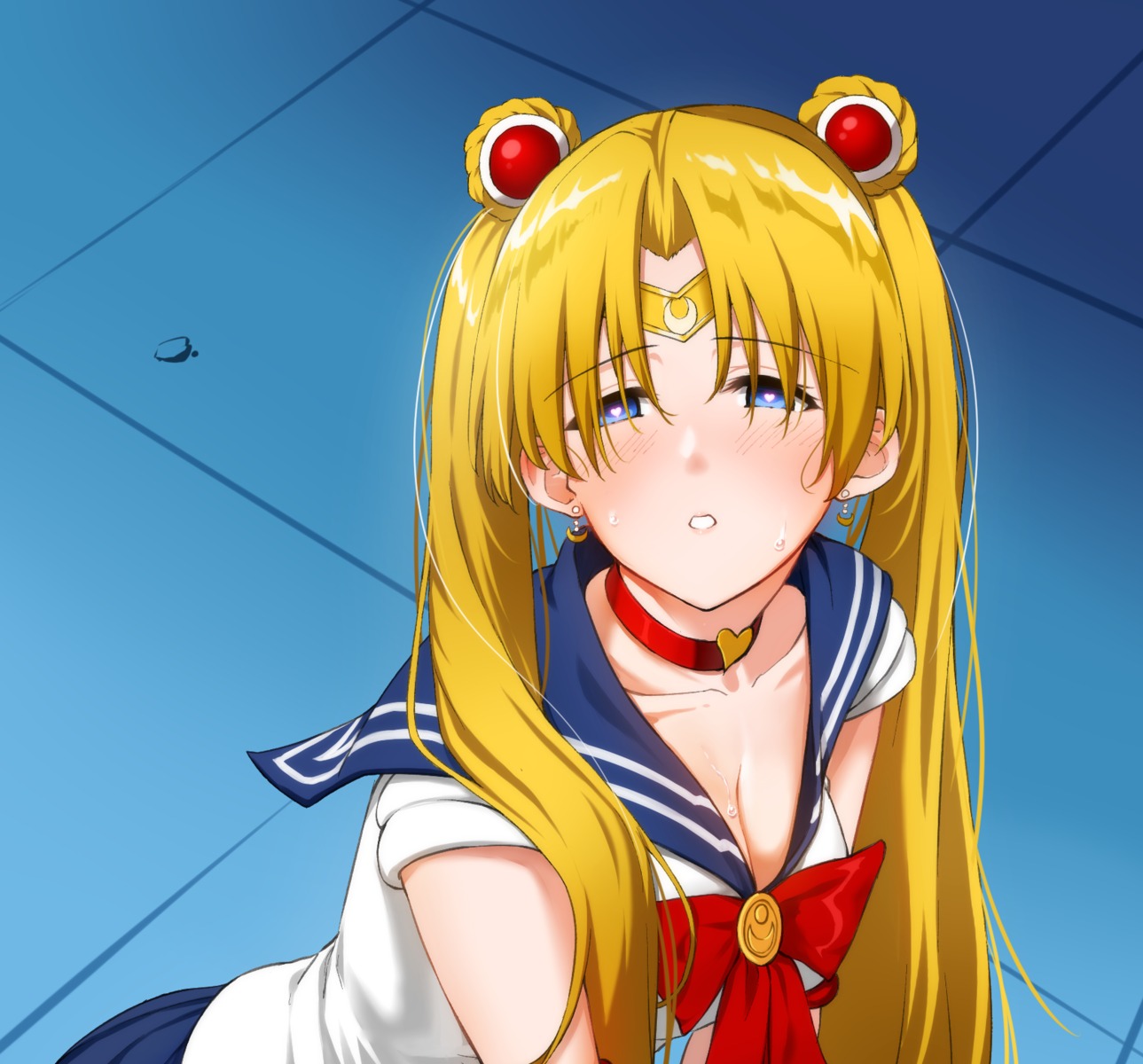 bishi_(bishi) cleavage sailor_moon seifuku tsukino_usagi