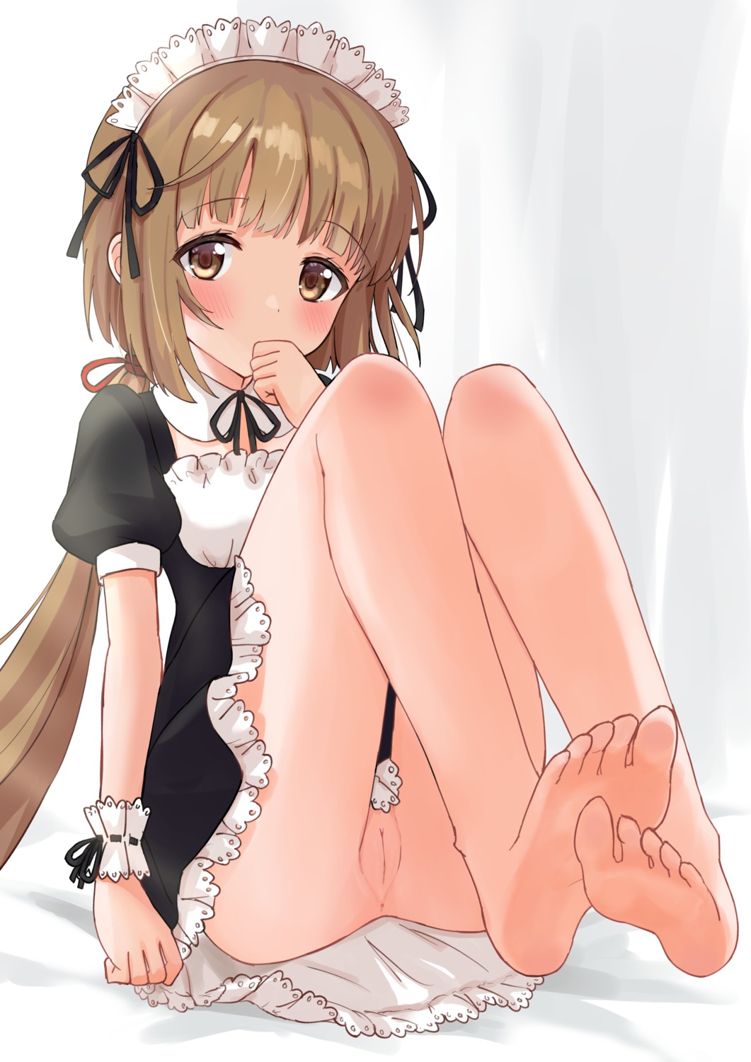 anus eluthel feet loli maid nopan pussy skirt_lift the_idolm@ster the_idolm@ster_cinderella_girls uncensored yorita_yoshino